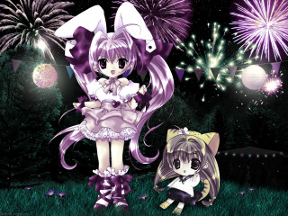 Girl cat fireworks anime aurora - firework free wallpaper for desktop