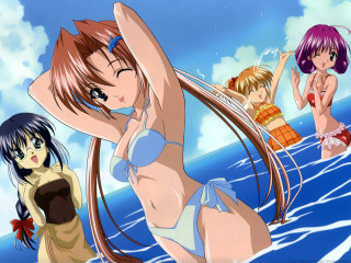 Ocean group women bikinis anime - one woman free wallpaper for desktop