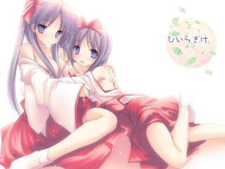 Anime sisters hakama twins purple - one girl free wallpaper