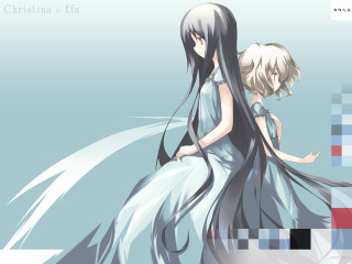 Anime girls blue dress long - a couple of anime girls free wallpaper