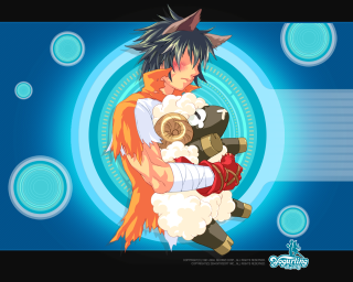 Anime character stuffed animal blue - a blue circle free wallpaper