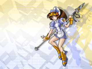 Cartoon girl sword hat yellow - a sword and a hat free wallpaper