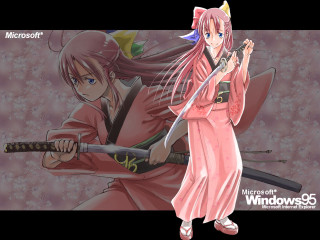 Pink samurai girl katana kimono - a sword and a man free wallpaper