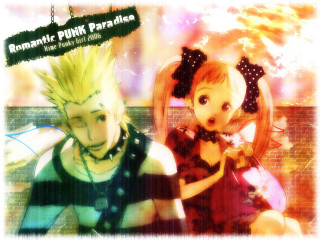 Anime couple brick wall gothic - a picture frame free wallpaper for desktop