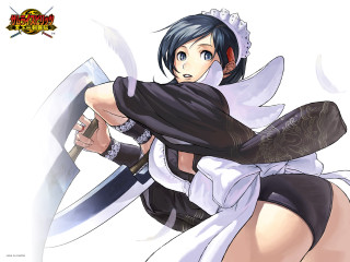 Woman black white sword angel - holding free wallpaper