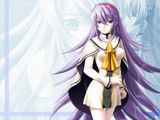 Anime girl purple hair yellow - a yellow scarf free wallpaper