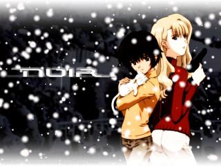 Anime snowy christmas girls bokeh - noir free wallpaper