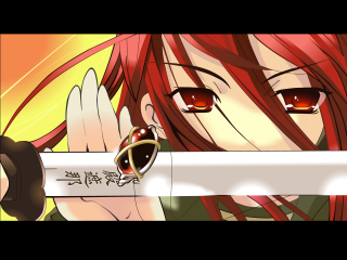 Redhair girl sword behindhead serious - red hair holding free wallpaper