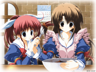 Anime girls eating brick wall 2 - a bowl of food free wallpaper