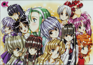 Anime girls multicolored hair yellow - colored free wallpaper