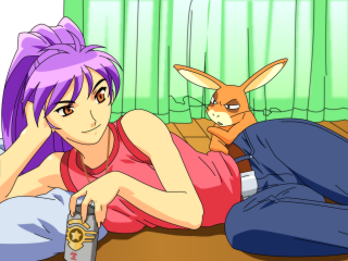 Eizan kikukawa rabbit green curtain - furry free wallpaper