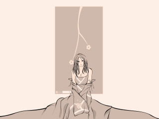 Woman blanket bed flower walled - art nouveau free wallpaper