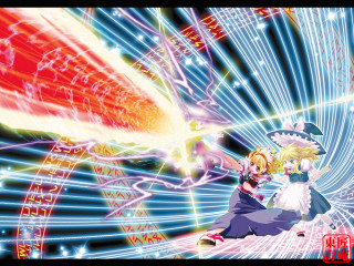 Anime girl battle fireworks magic - a anime scene free wallpaper