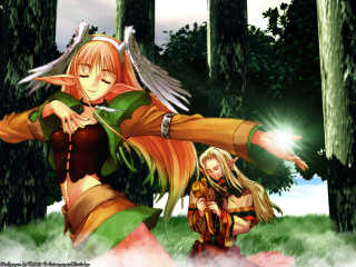 Forest elf sword battle blonde - the other holding free wallpaper for desktop