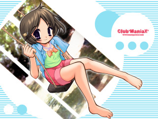 Girl swing thoughtbubble anime barefoot - a swing free wallpaper