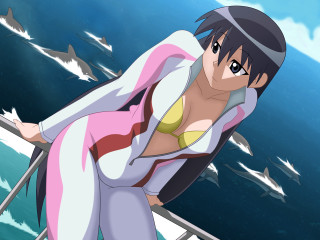 Woman bathing suit boat sharks 2 - a boat in the ocean free wallpaper