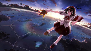 Girl flying rainbow clouds aya - aya goda free wallpaper for desktop