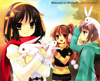 Anime girls rabbit winter manga - his arm free wallpaper