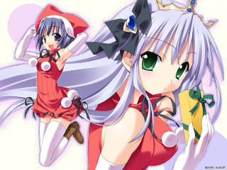 Red dress girls christmas reindeer - a crown free wallpaper