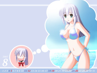 Anime silverhair bikini chibi largebreasts - big breast free wallpaper