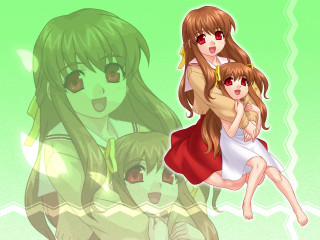 Woman child hug green background - a child free wallpaper