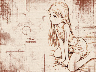Girl sitting barelegs manga grungy - grungy free wallpaper for desktop