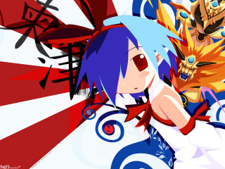 Anime bluehair redeyes sword bow - red eyes holding free wallpaper