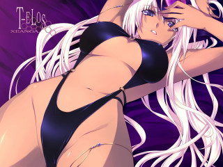 White haired woman bikini purple 2 - ann thetis blacker free wallpaper