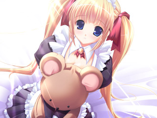 Anime girl teddy bear ponytail - a teddy bear free wallpaper