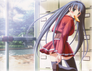 Girl red dress blush blue - her mouth free wallpaper for desktop