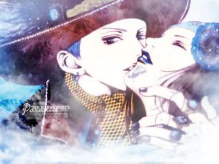 Kissing couple snow gothic anime - anime visual free wallpaper