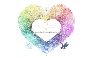 Heart bird flying rainbow background - pastell free wallpaper