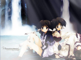 Anime girls waterfall beach ocean - a waterfall free wallpaper