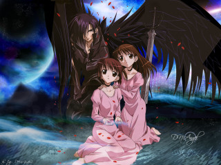 Anime couple water bird blood - a couple of anime characters sitting next free wallpaper