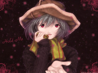 Girl hat scarf cat anime - a hand free wallpaper