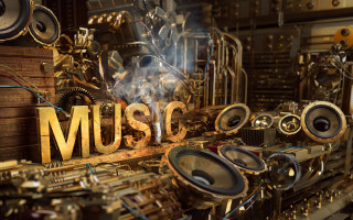 Music instruments speakers funk art - musical free wallpaper for desktop