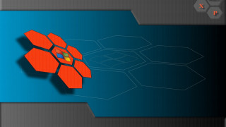 Red object blue hexagonal neogeo - golden ratio illustration free wallpaper