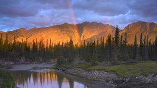 Rainbow mountain river forest sunset - carl critchlow free wallpaper for desktop