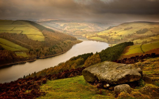 Large rock lush green hillside - a lush green hillside next free wallpaper