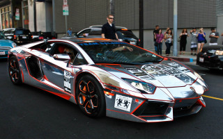 Silver orange sports car street - a silver free wallpaper