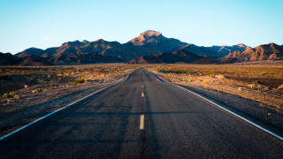 Long road mountains city sky - straight free wallpaper for desktop