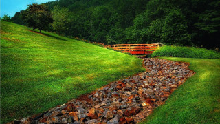 Rocky path fence hill land - andy goldsworthy free wallpaper