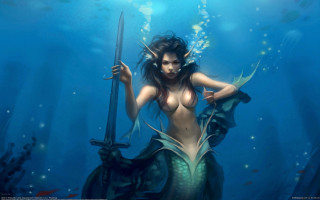 Mermaid fantasy weapon underwater starry - art of brom free wallpaper