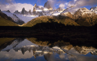 Mountain lake forest clouds sunset 6 - a lake in front free wallpaper