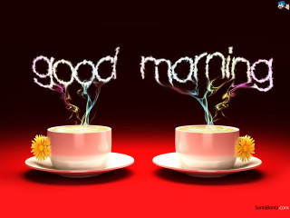 Coffee cups flowers good morning - two cup of coffee free wallpaper