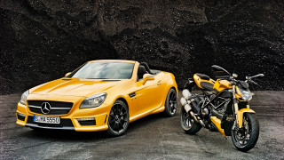 Yellow sportscar motorcycle parking lot - a yellow motorcycle free wallpaper