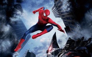 Spiderman flying cityscape poster canvas - a spider man free wallpaper