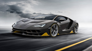 Grey yellow sports car cloudy - a yellow stripe free wallpaper