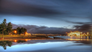 Lake pier ferris wheel night - almada negreiro free wallpaper for desktop