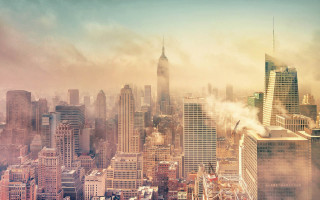 City skyline smoke ferris wheel - tall building free wallpaper